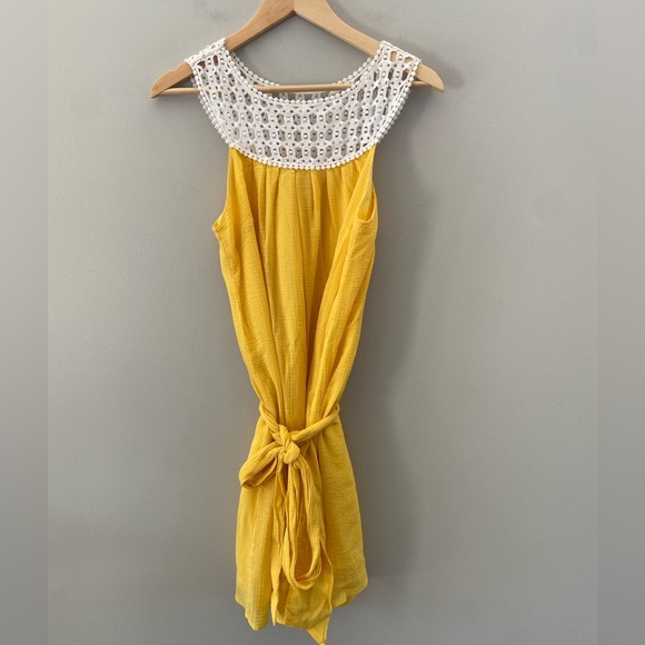 Lilly Pulitzer NWOT Yellow Sunshine Crochet Sleeveless Midi Sydney Crinkle Dress - Picture 1 of 5
